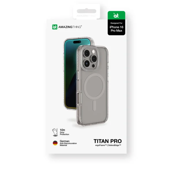 AmazingThing Titan Pro Mag Case with Magnetic Ring for iPhone 16 Pro Max - Grayeng