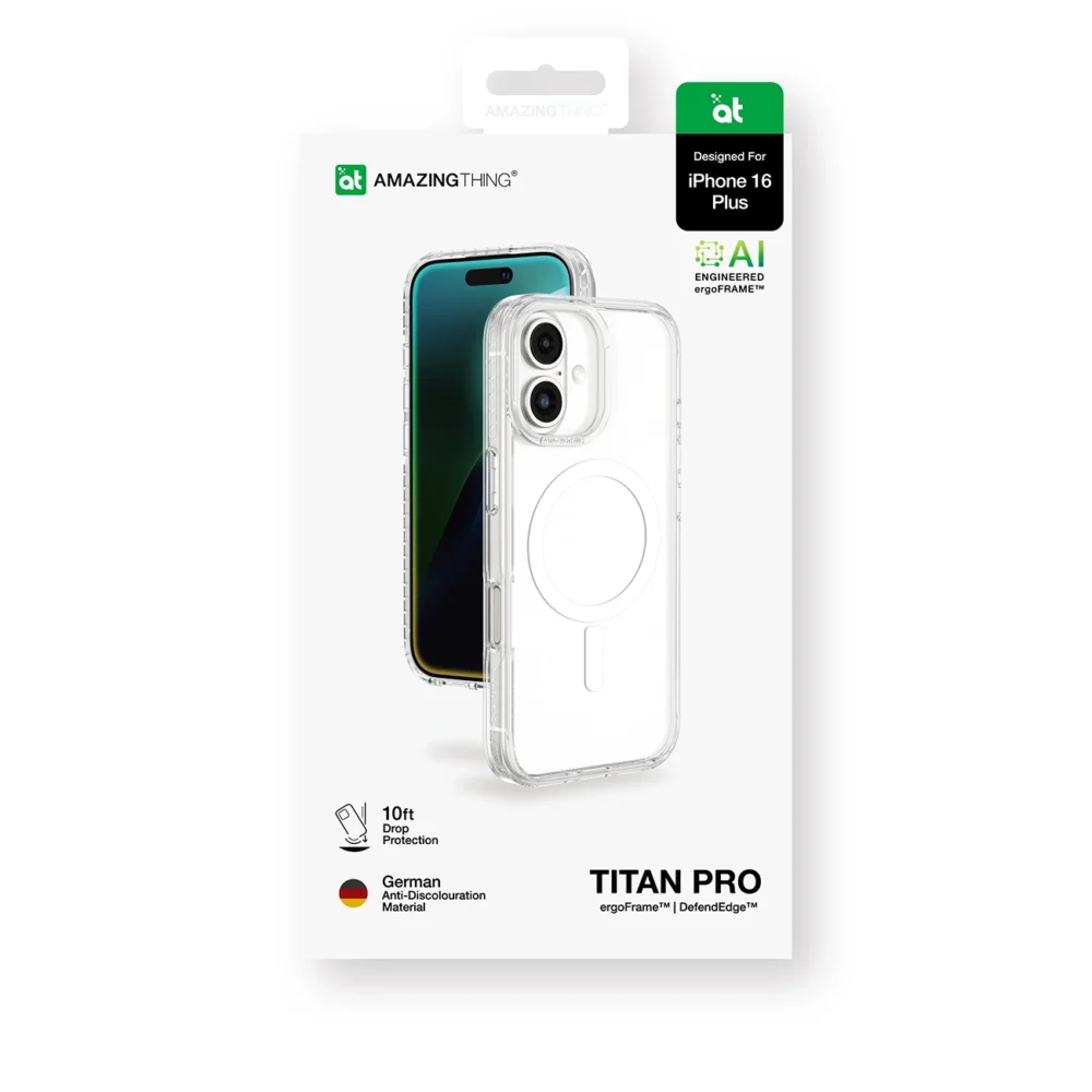 AmazingThing Titan Pro Mag Case with Magnetic Ring for iPhone 16 Plus - Transparenteng
