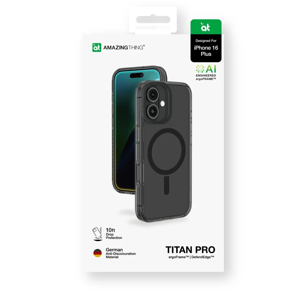 AmazingThing Titan Pro Mag Case with Magnetic Ring for iPhone 16 Plus - Blackeng