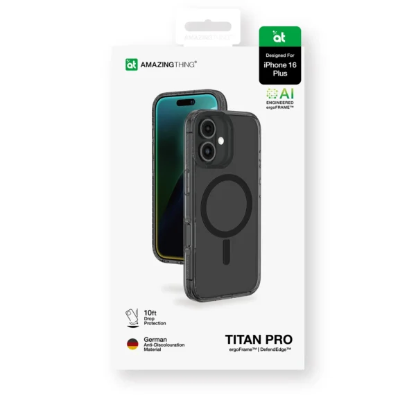 AmazingThing Titan Pro Mag Case with Magnetic Ring for iPhone 16 Plus - Blackeng