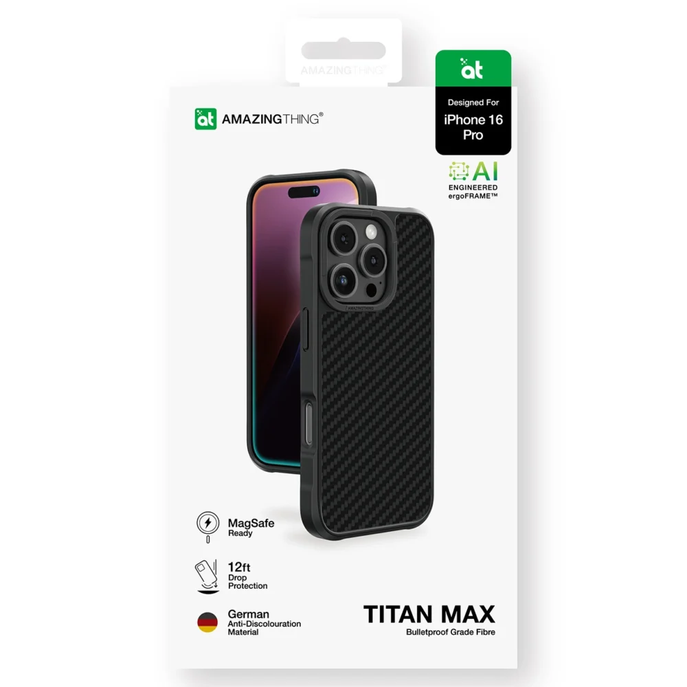 AmazingThing Titan Max Case with 1500D Aramid Fibers for iPhone 16 Pro - Blackeng