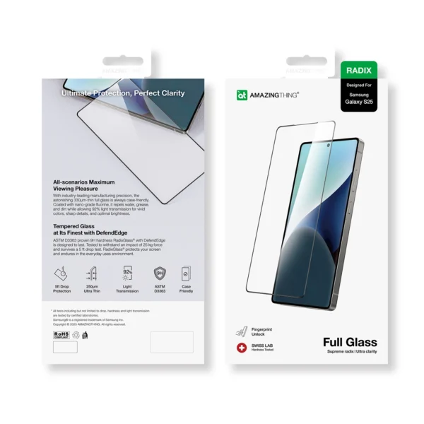 AmazingThing Radix Full Glass Tempered Glass for Samsung Galaxy S25eng