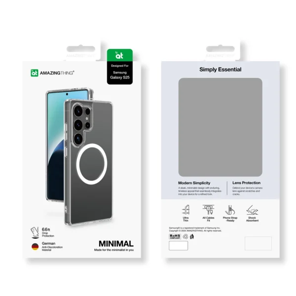 AmazingThing Minimal Mag Case with Magnetic Ring for Samsung Galaxy S25 - Transparenteng