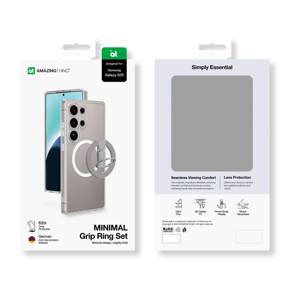 AmazingThing Minimal Mag Case with Magnetic Ring and Magnetic Ring for Samsung Galaxy S25 - Transparenteng