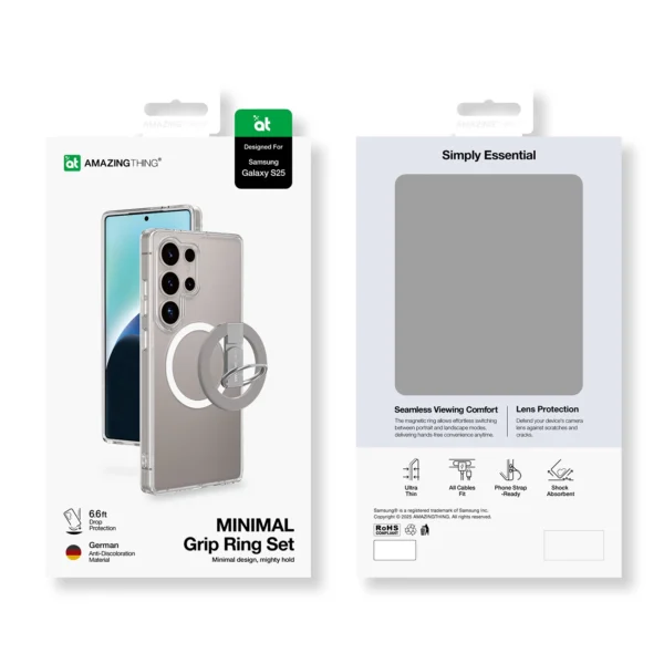 AmazingThing Minimal Mag Case with Magnetic Ring and Magnetic Ring for Samsung Galaxy S25 - Transparenteng