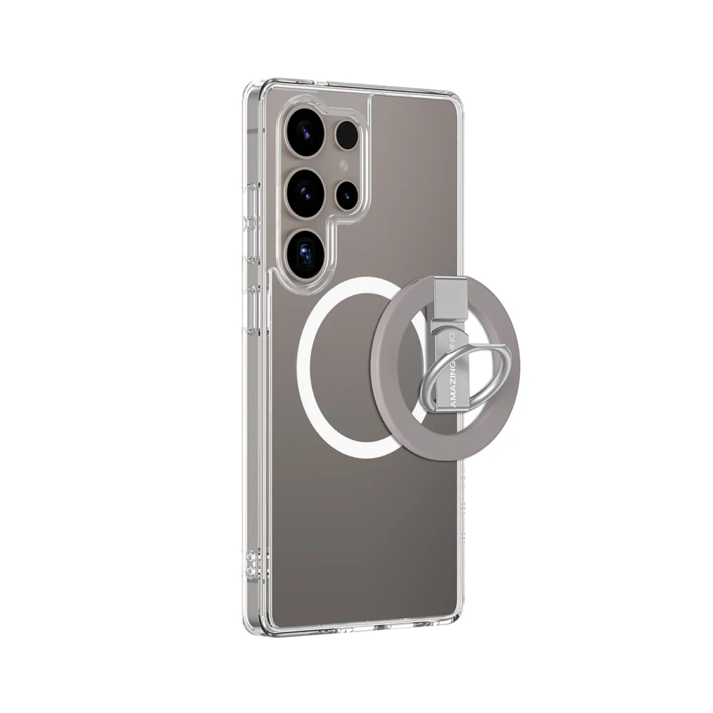 AmazingThing Minimal Mag Case with Magnetic Ring and Magnetic Ring for Samsung Galaxy S25 Ultra - Transparenteng