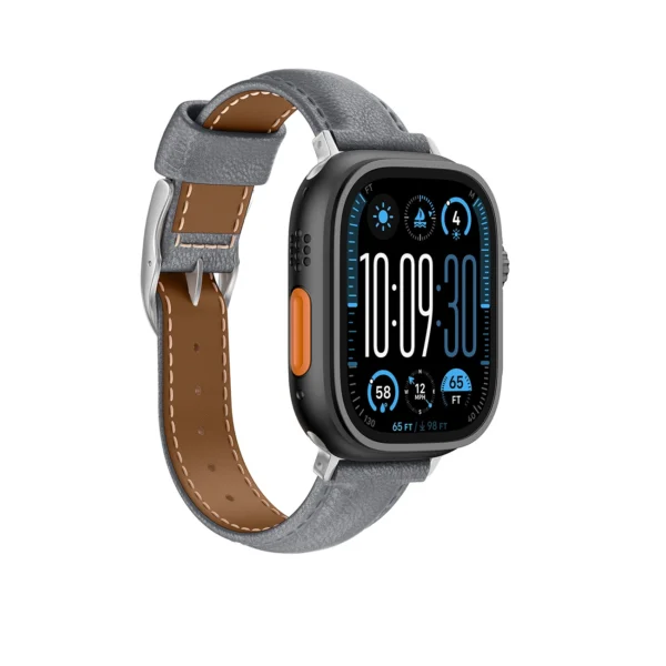 AmazingThing Class Band Leather Strap for Apple Watch 45 / 46 / 49 mm - Grayeng