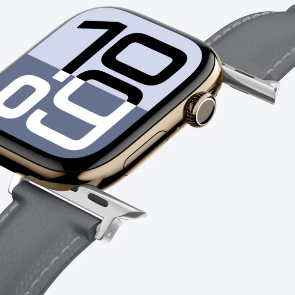 AmazingThing Class Band Leather Strap for Apple Watch 45 / 46 / 49 mm - Grayeng