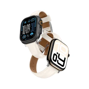 AmazingThing Class Band Leather Strap for Apple Watch 45 / 46 / 49 mm - Light Beigeeng