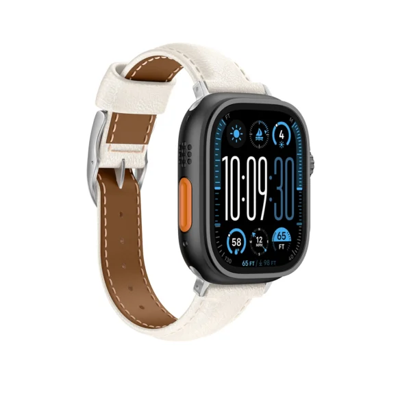 AmazingThing Class Band Leather Strap for Apple Watch 45 / 46 / 49 mm - Light Beigeeng