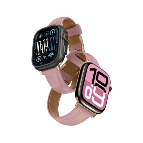 AmazingThing Class Band Leather Strap for Apple Watch 45 / 46 / 49 mm - Pinkeng