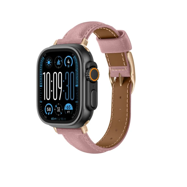 AmazingThing Class Band Leather Strap for Apple Watch 45 / 46 / 49 mm - Pinkeng