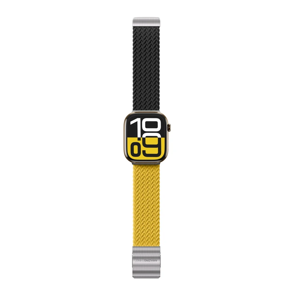 Set of 2 AmazingThing Blend Band for Apple Watch 45/46/49mm - Yellow-Black/Blackeng