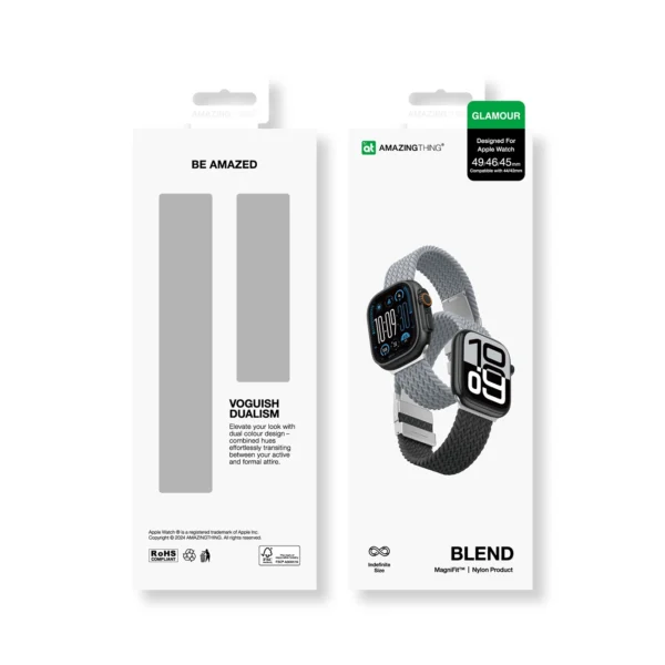 Set of 2 AmazingThing Blend Band for Apple Watch 45/46/49mm - Grey-Black/Greyeng