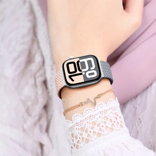 Set of 2 AmazingThing Blend Band for Apple Watch 45/46/49mm - Pink-Gray/Pinkeng
