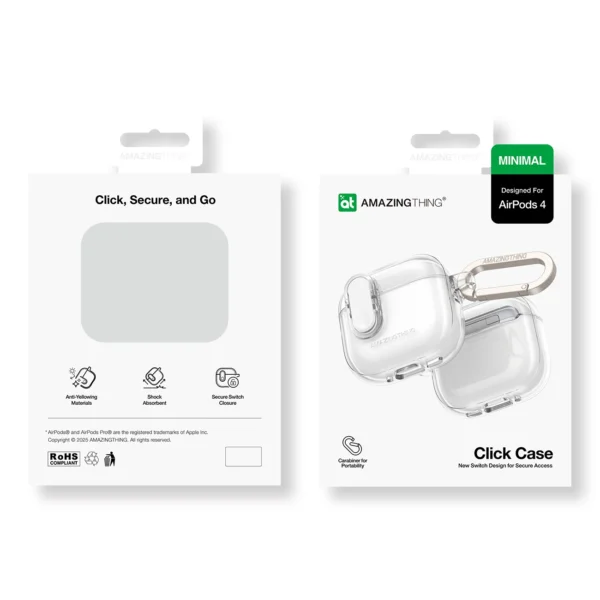 AmazingThing Minimal Case for AirPods 4 - Cleareng