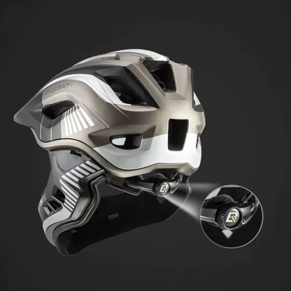 Rockbros TT-32SBTG-L children's bicycle helmet with removable chinbar, size L - grayeng
