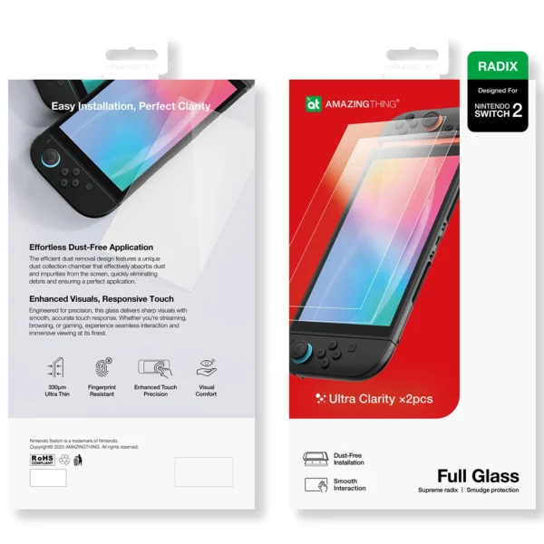 AmazingThing Radix Full Glass Tempered Glass for Nintendo Switch 2 (2 pcs.)eng