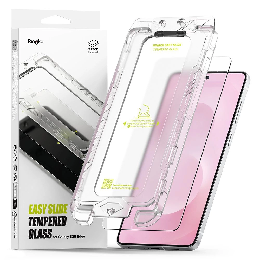 Ringke Easy Slide 2-pack tempered glass for Samsung Galaxy S25 Edge - transparenteng
