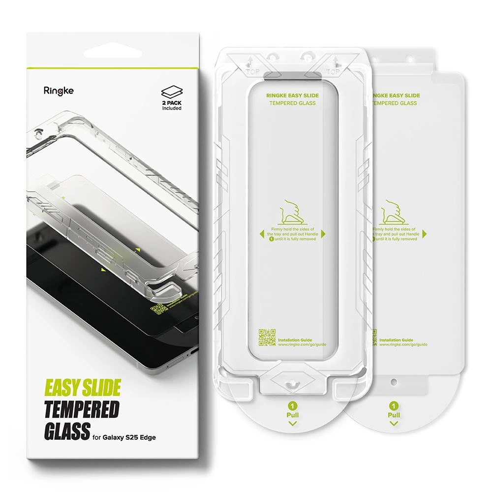 Ringke Easy Slide 2-pack tempered glass for Samsung Galaxy S25 Edge - transparenteng
