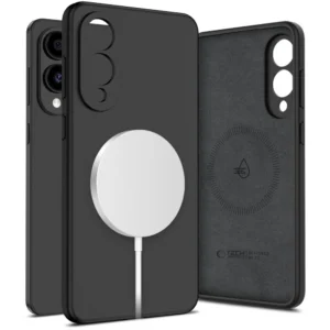 Tech-Protect Liquid Silicone MagSafe case for Samsung Galaxy S25 Edge - blackeng