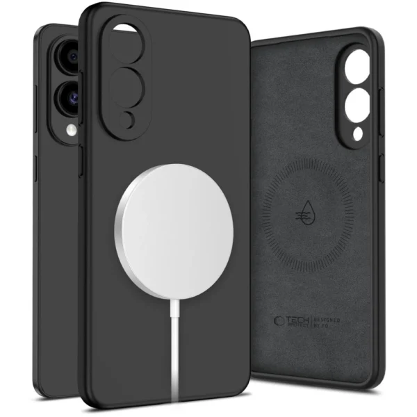 Tech-Protect Liquid Silicone MagSafe case for Samsung Galaxy S25 Edge - blackeng