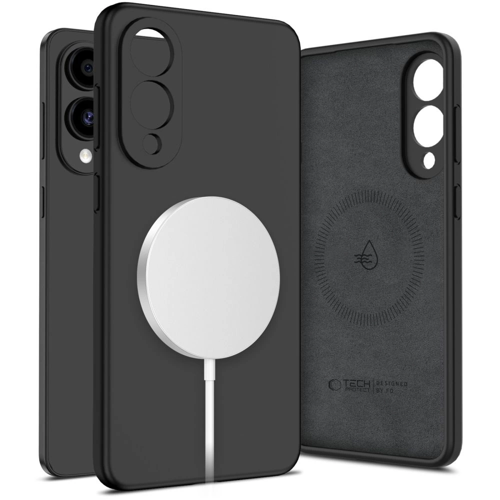 Tech-Protect Liquid Silicone MagSafe case for Samsung Galaxy S25 Edge - blackeng