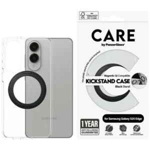 CARE by PanzerGlass Feature Black Kickstand & QI Case for Samsung Galaxy S25 Edge - Transparenteng