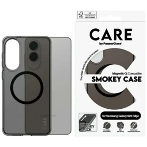 CARE by PanzerGlass Flagship Urban Combat Black QI Case for Samsung Galaxy S25 Edge - Semi-transparenteng