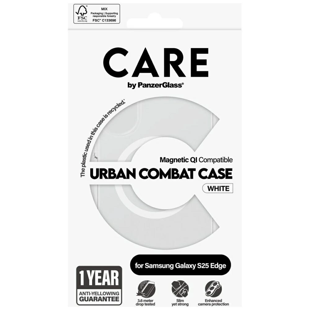 CARE by PanzerGlass Flagship Urban Combat White QI Case for Samsung Galaxy S25 Edge - Transparenteng