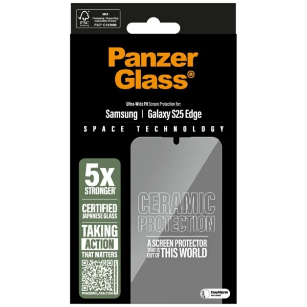 PanzerGlass Ultra-Wide Fit Ceramic Glass for Samsung Galaxy S25 Edge - Cleareng
