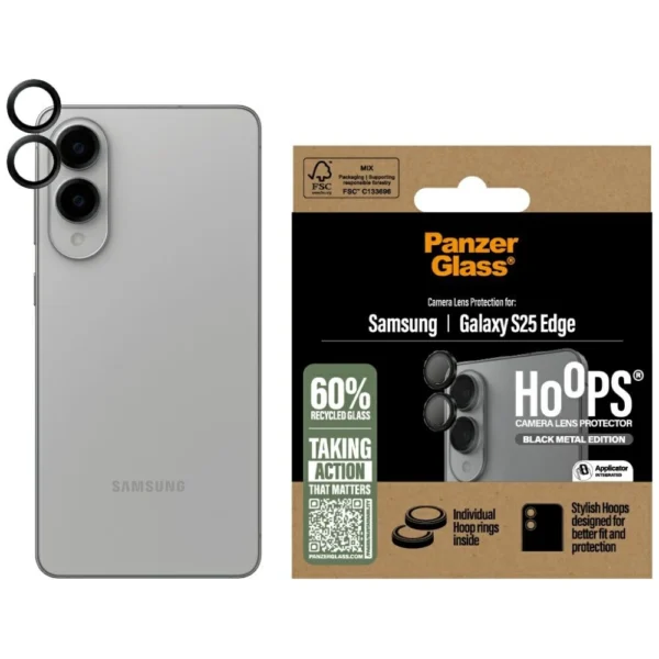 PanzerGlass Hoops Lens Protector Tempered Glass for Samsung Galaxy S25 Edge - Blackeng