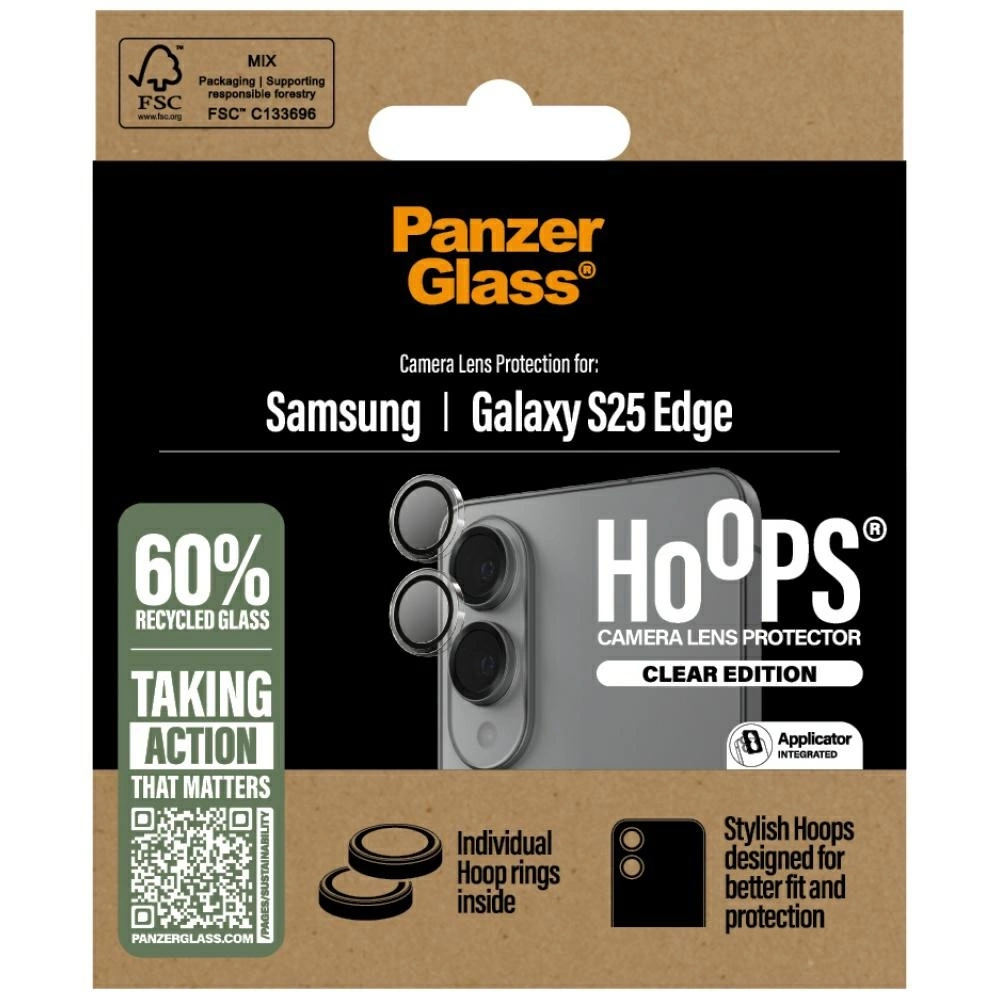 PanzerGlass Hoops Lens Protector Tempered Glass for Samsung Galaxy S25 Edge - Cleareng