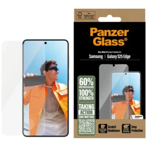 PanzerGlass Ultra-Wide Fit Tempered Glass for Samsung Galaxy S25 Edge - Cleareng