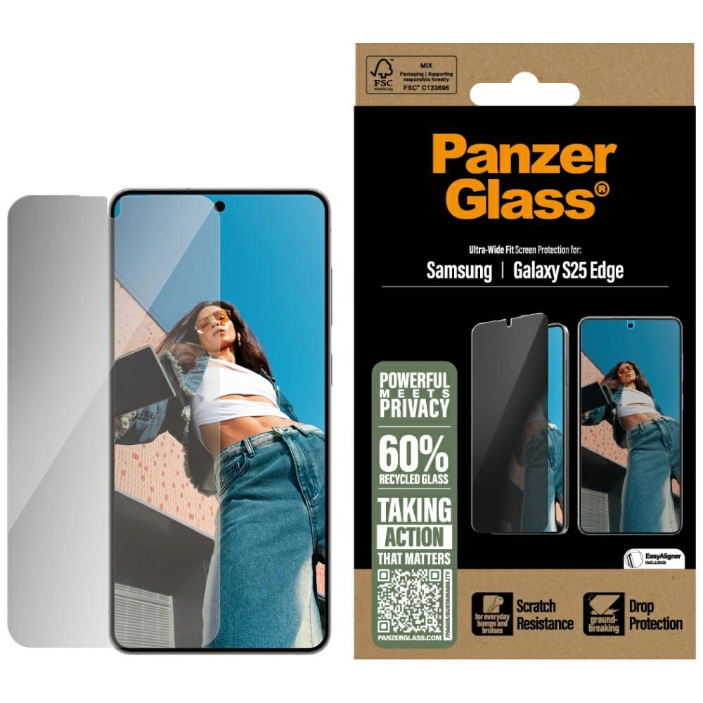 PanzerGlass Ultra-Wide Fit Privacy Glass for Samsung Galaxy S25 Edge - Cleareng