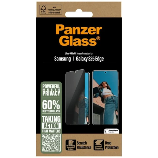 PanzerGlass Ultra-Wide Fit Privacy Glass for Samsung Galaxy S25 Edge - Cleareng