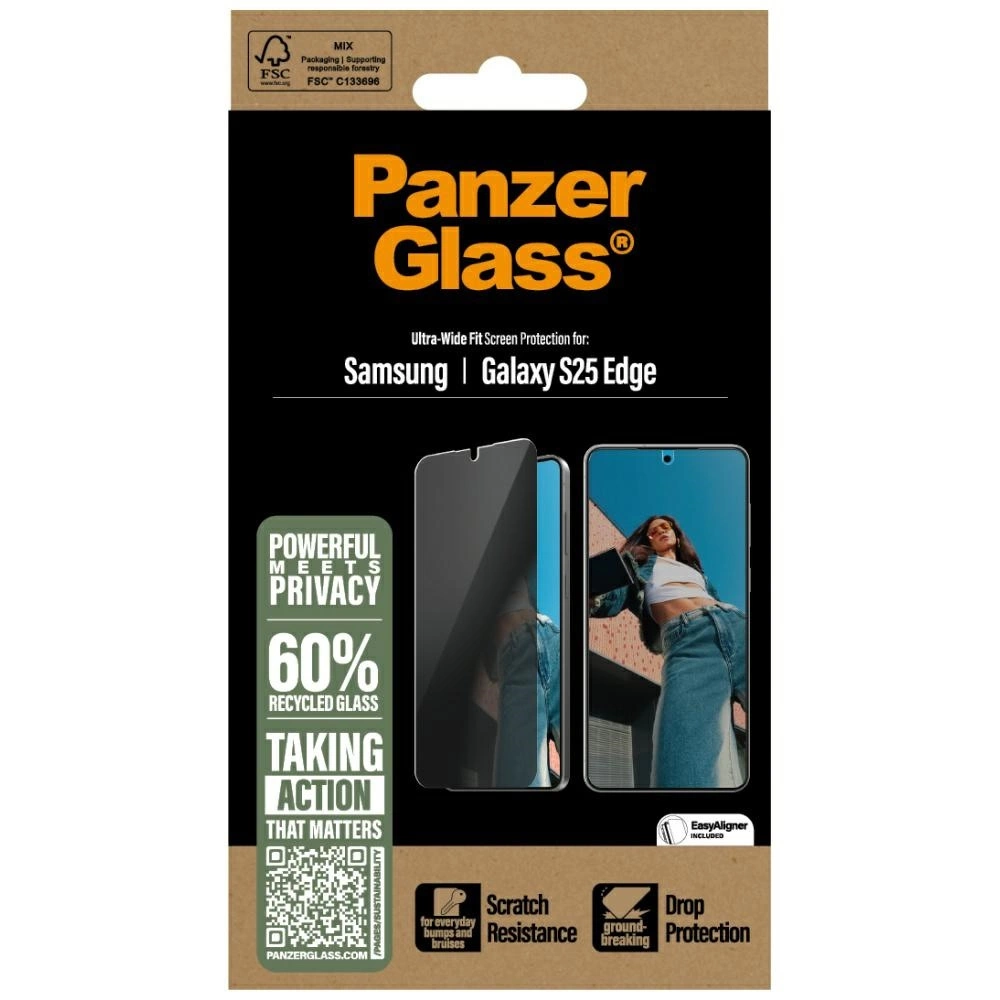 PanzerGlass Ultra-Wide Fit Privacy Glass for Samsung Galaxy S25 Edge - Cleareng