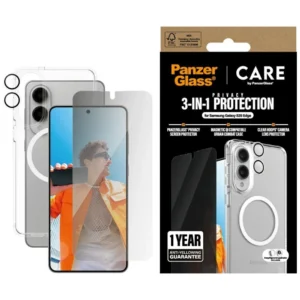 CARE by PanzerGlass Flagship 3in1 Case + Privacy Glass + Lens for Samsung Galaxy S25 Edge - transparenteng