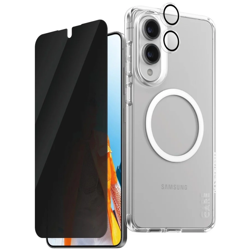 CARE by PanzerGlass Flagship 3in1 Case + Privacy Glass + Lens for Samsung Galaxy S25 Edge - transparenteng
