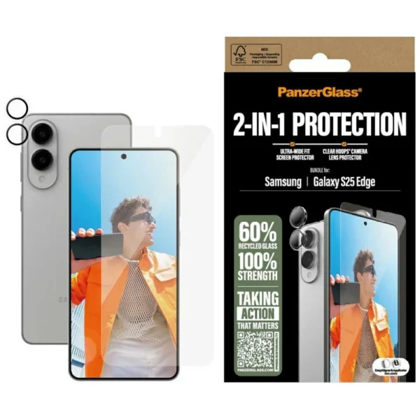 PanzerGlass Hoops+UWF 2in1 Glass+Lens for Samsung Galaxy S25 Edge - transparenteng