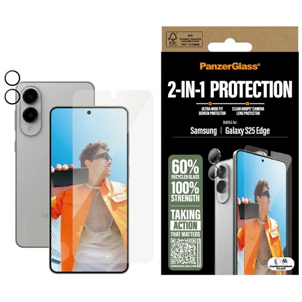 PanzerGlass Hoops+UWF 2in1 Glass+Lens for Samsung Galaxy S25 Edge - transparenteng