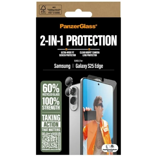 PanzerGlass Hoops+UWF 2in1 Glass+Lens for Samsung Galaxy S25 Edge - transparenteng