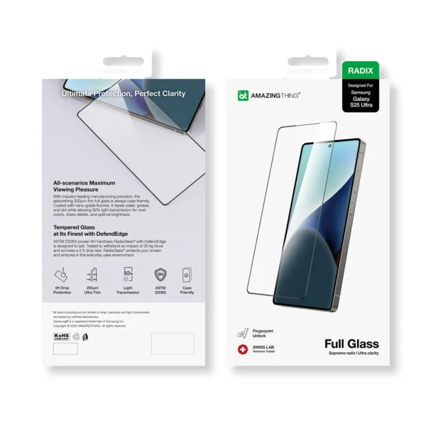 AmazingThing Radix Full Glass Tempered Glass for Samsung Gakaxy S25 Ultraeng