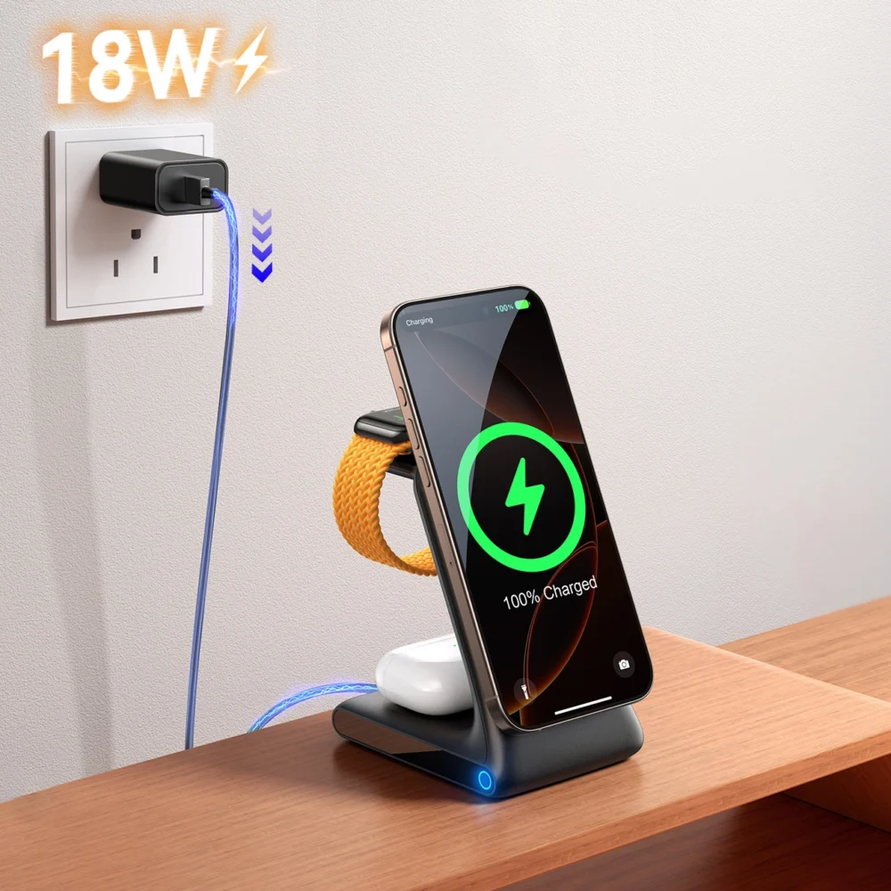 Joyroom JR-W15 Wireless Charger 3 in 1 Charging Station with MagSafe - Blackeng