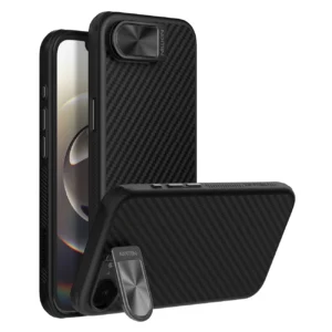 Etui Nillkin CarboProp Magnetic z osłoną na aparat i podstawką na iPhone 16e - czarnepol