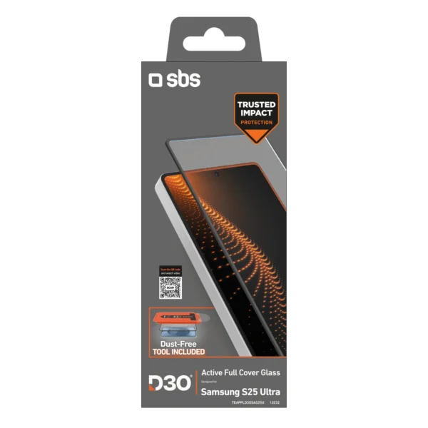 SBS tempered glass with D3O technology with applicator for Samsung Galaxy S25 Ultraeng