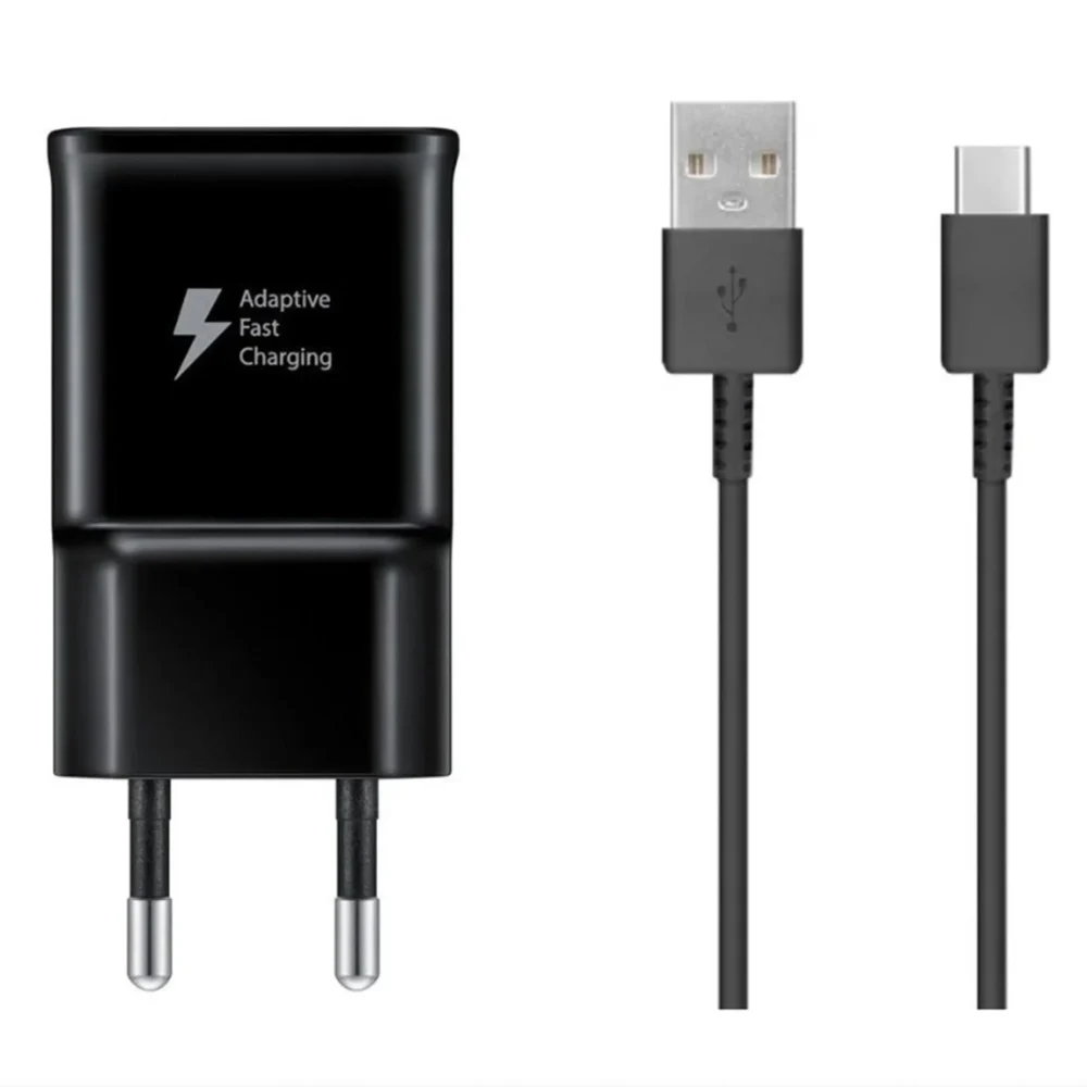 Samsung EP-TA200EBE USB-A 15W wall charger with EP-DR140ABE USB-A - USB-C cable (OOB Bulk - replacement packaging) - blackeng