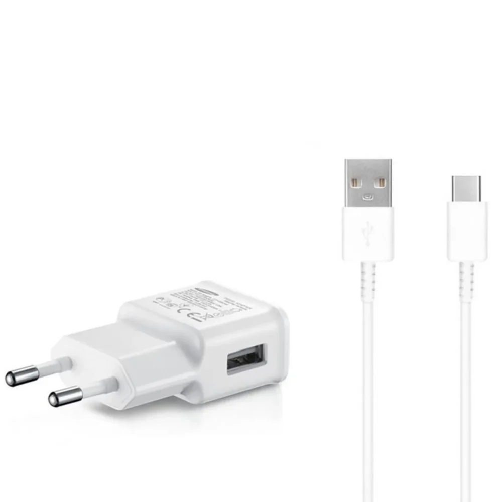 Samsung EP-TA200EWE USB-A 15W wall charger with EP-DR140AWE USB-A - USB-C cable (OOB Bulk - replacement packaging) - whiteeng