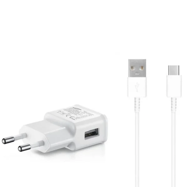 Samsung EP-TA200EWE USB-A 15W wall charger with EP-DR140AWE USB-A - USB-C cable (OOB Bulk - replacement packaging) - whiteeng