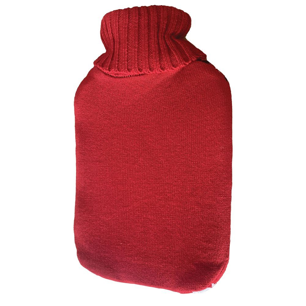 Rubber hot water bottle in a cover "Christmas sweater" pattern 2L RC-K-298 red